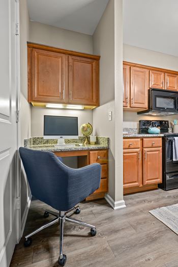 Built-in desk for work from home space in select units